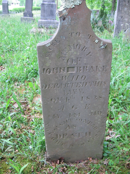 John Brake, 1754-1838 Gravestone